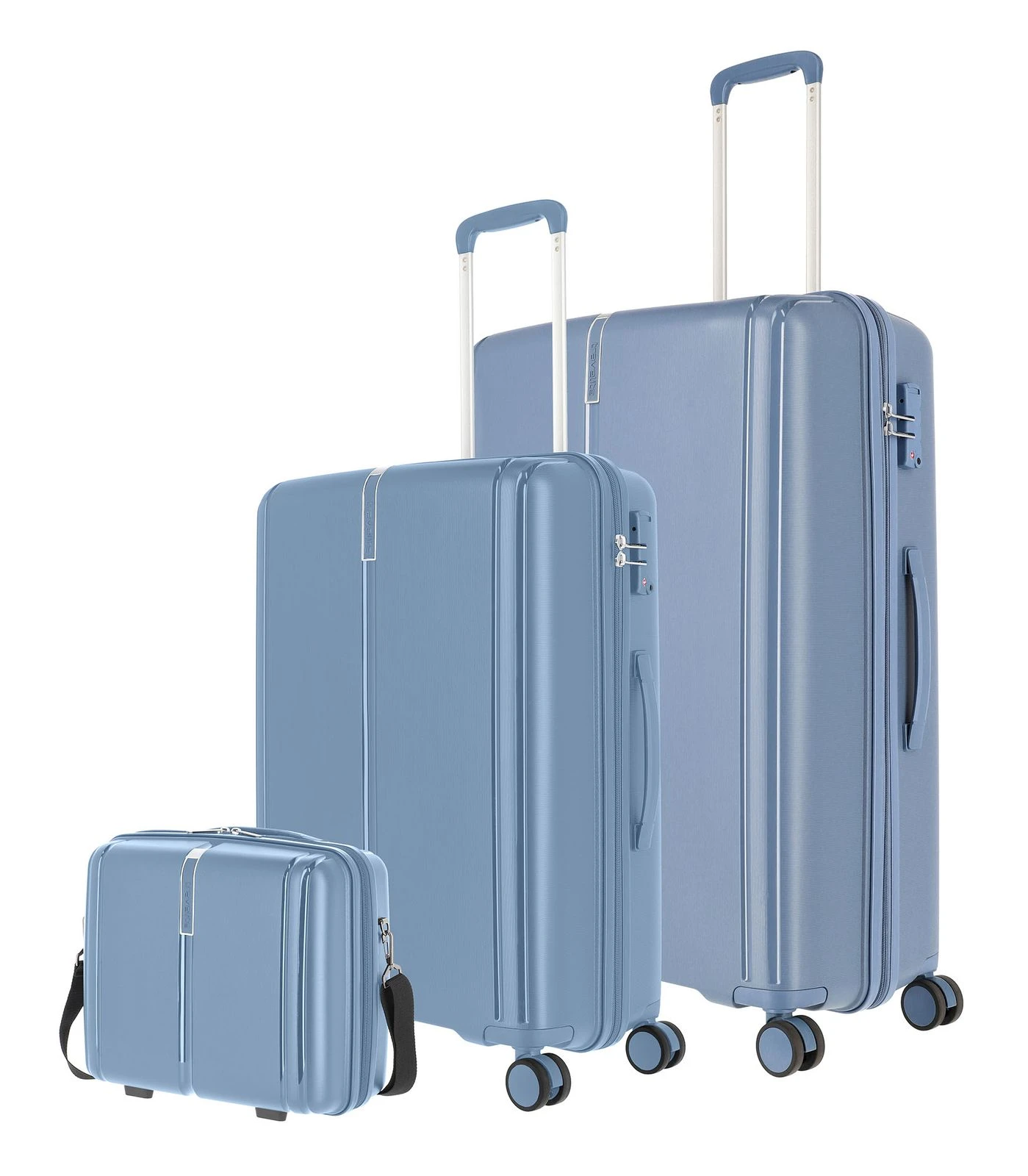Travelite Vaka 4W Trolley L / M + Beautycase Blue - Grey
